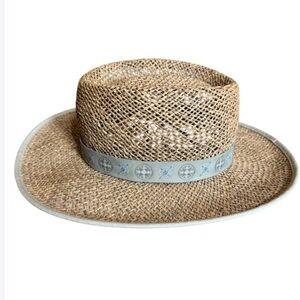 Columbia straw sun hat with compass ribbon trim Unisex Size Small / Medium